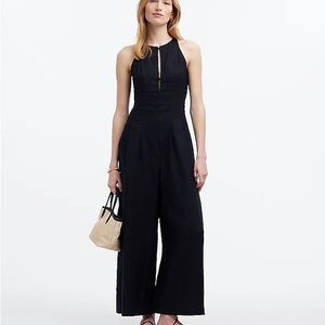 Seamed Wide-Leg Jumpsuit in 100% Linen